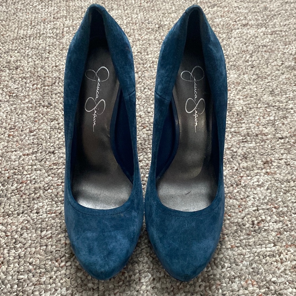 Jessica Simpson blue suede pumps